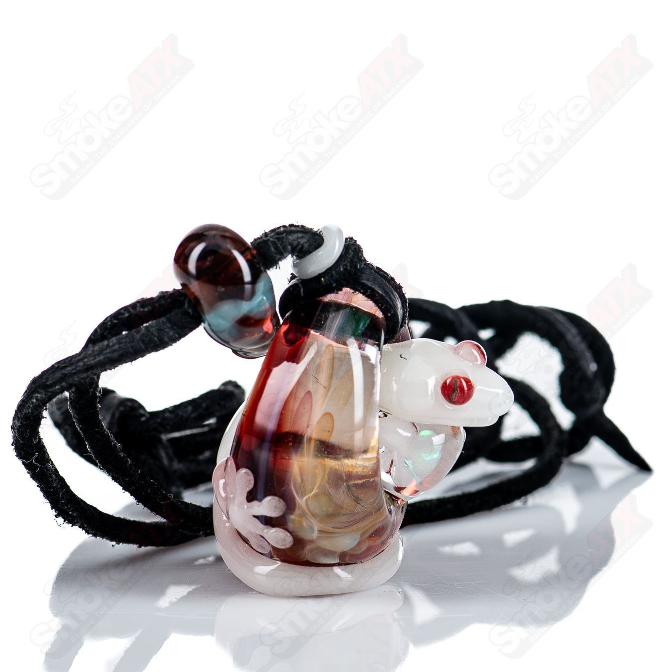 #1 Tier 4 Gecko Pendant by Kengtaro Glass - Smoke ATX 