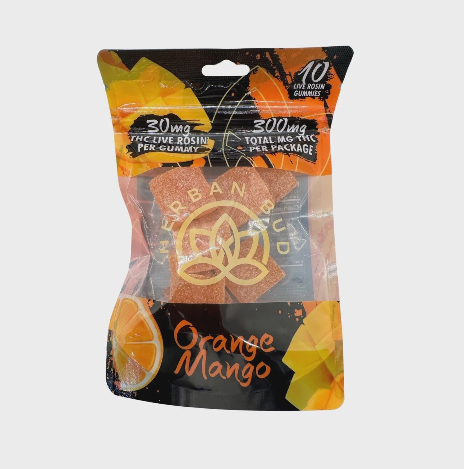 10ct 30mg Orange Mango D9 Gummies Herban Bud - Smoke ATX 