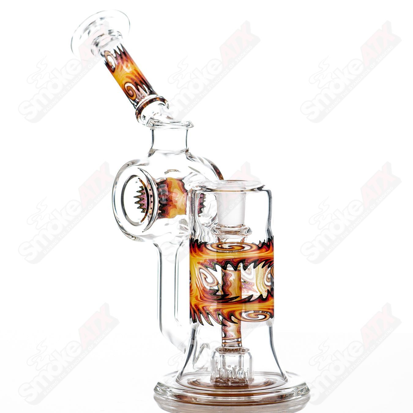 Fire Wig Wag  Dumper Recycler w Matching Spinner Cap by The Glass Carpenter - Smoke ATX
