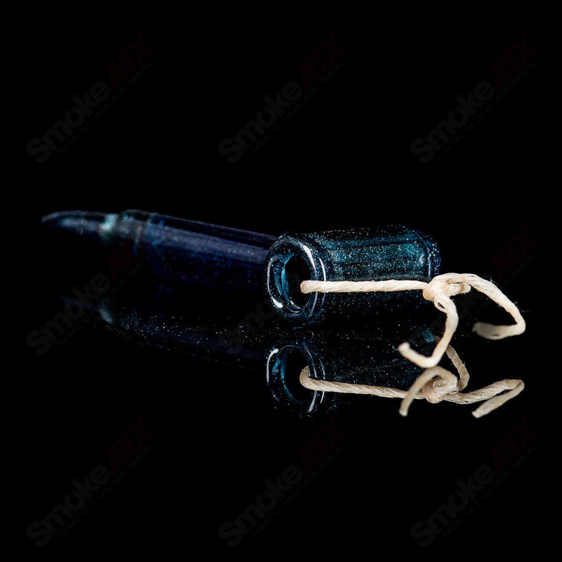 Bullet Pendant in Teal/Cobalt (Signed RMG 2015) by Robert Mickelsen Glass (RAM) - Smoke ATX