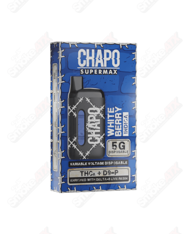 5000mg White Berry Indica Disposable THCA / D9-P / D8 Supermax Chapo Extrax - Smoke ATX 