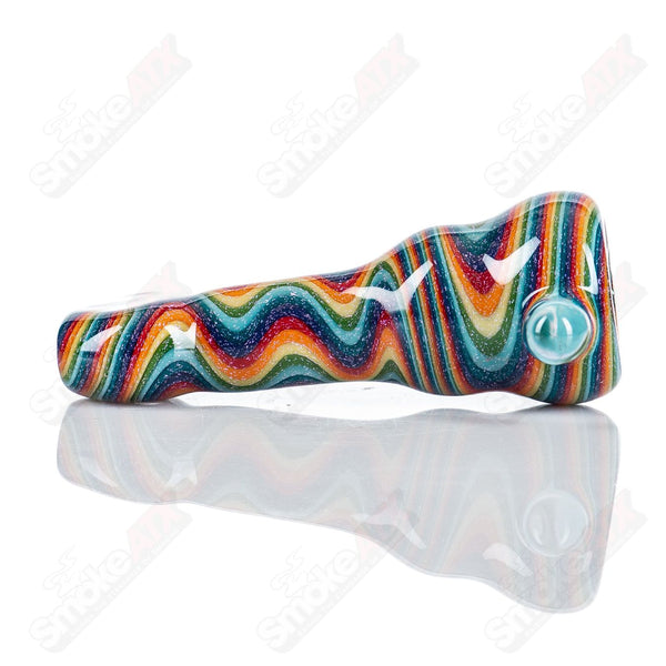 #2 Rainbow Dichro Line Work Chillum w/ Push bowl by Shane Smith - Smoke ATX