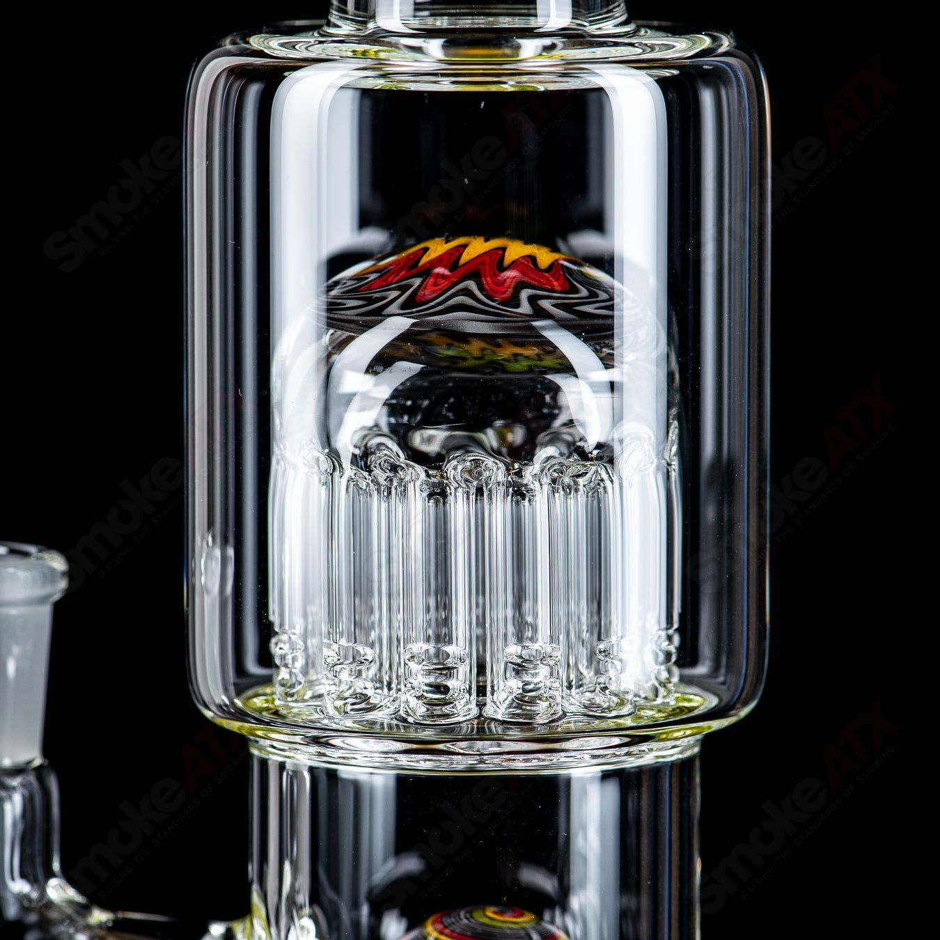 #1 14mm Mini 7/13 Arm Perc with Reversal Sections by Toro Glass - Smoke ATX