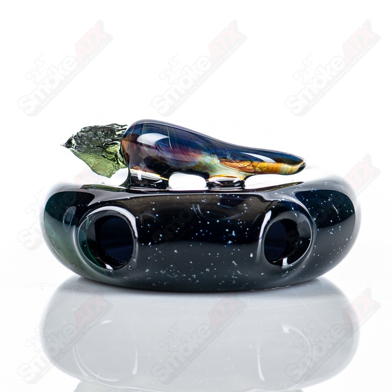 Shooting Star W/ Tektite Pendant by Cdot Glass - Smoke ATX