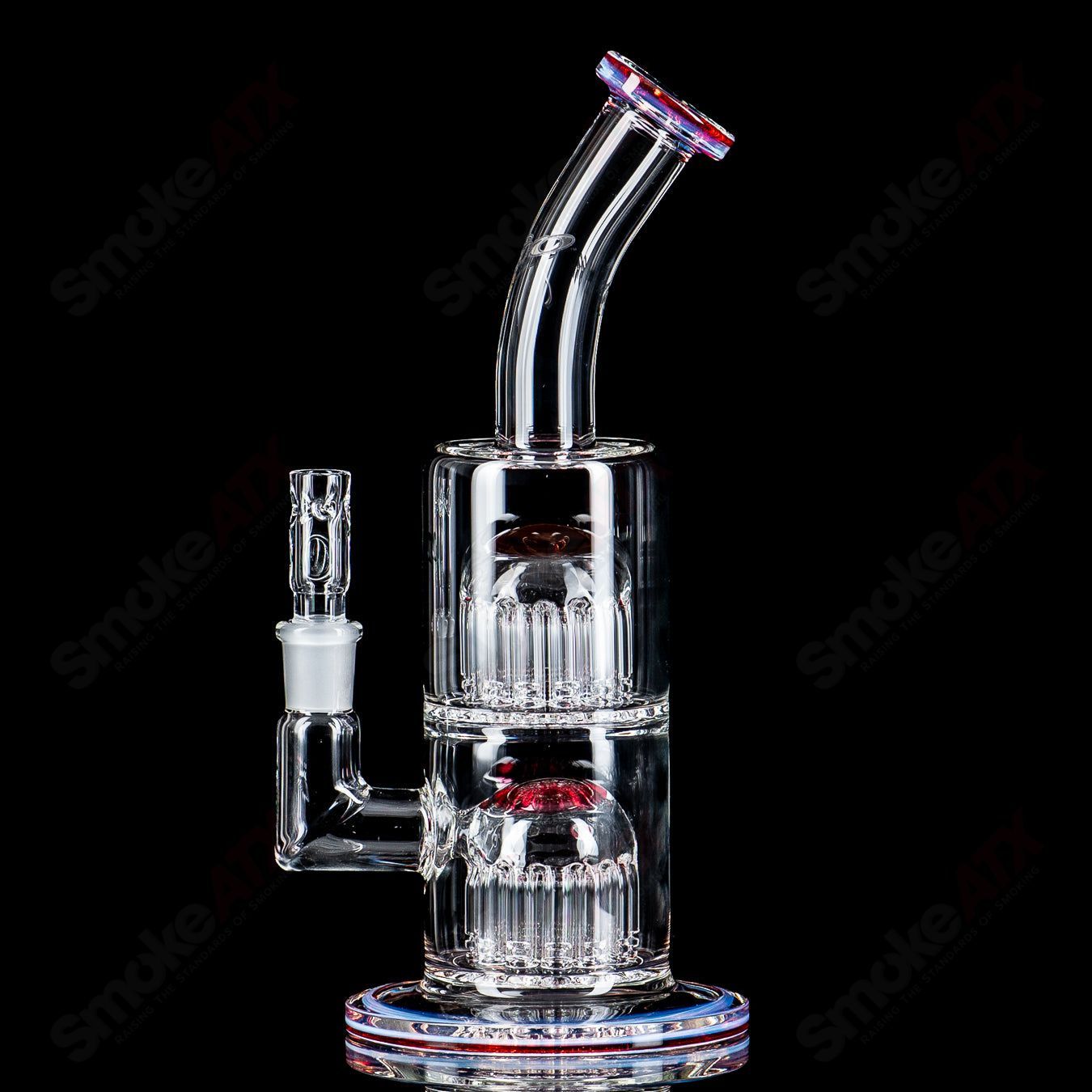 Double Micro 13/13 Arm Perc with worked sections by Toro Glass - Smoke ATX 