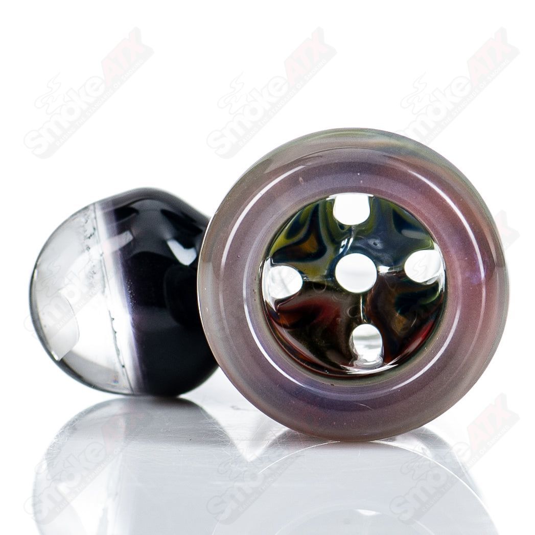 18mm Slide 5-Hole (Wig Wag w Dichro Flower Mib) by Black Tuna - Smoke ATX 