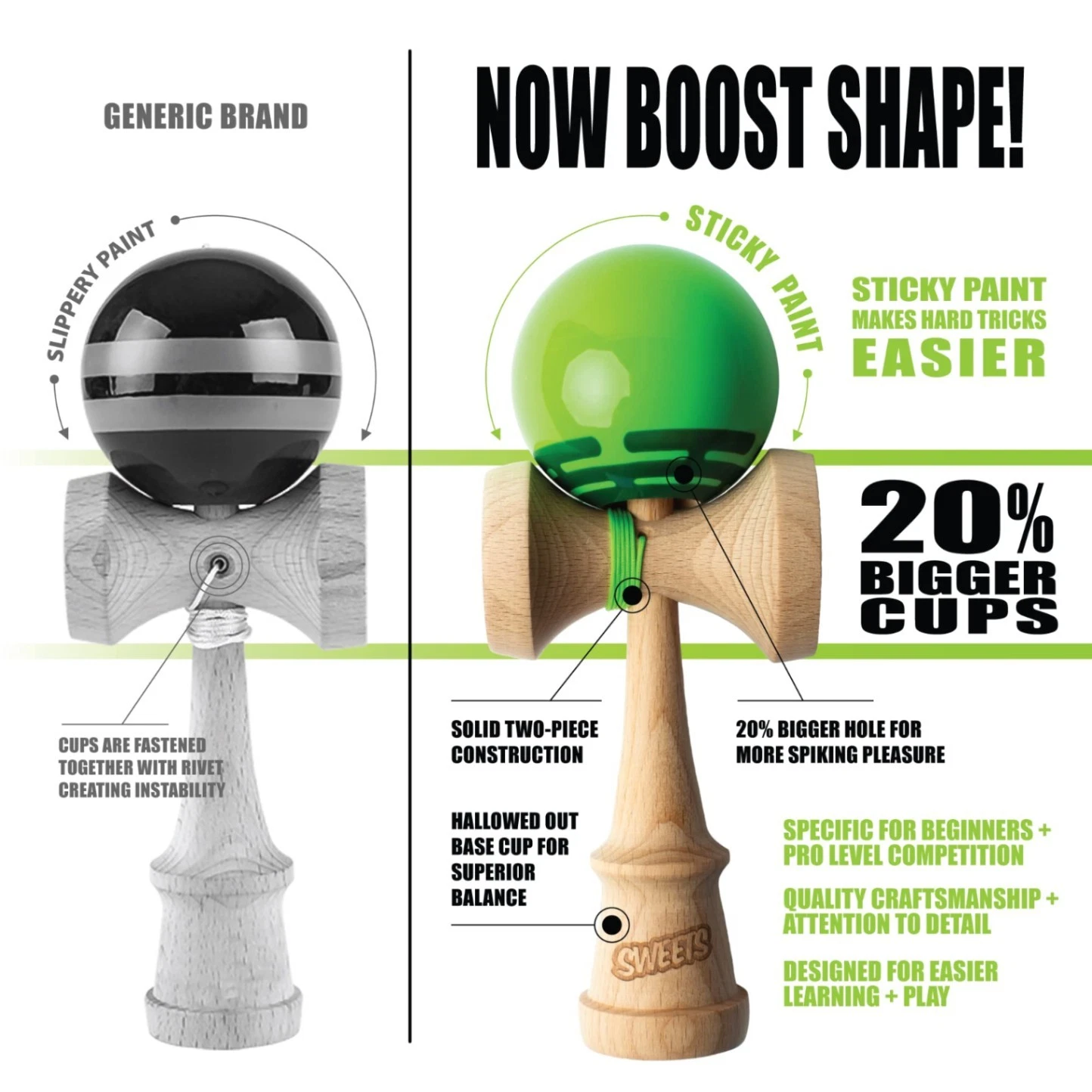 Prime Radar Sweets Kendama / Green - Smoke ATX 