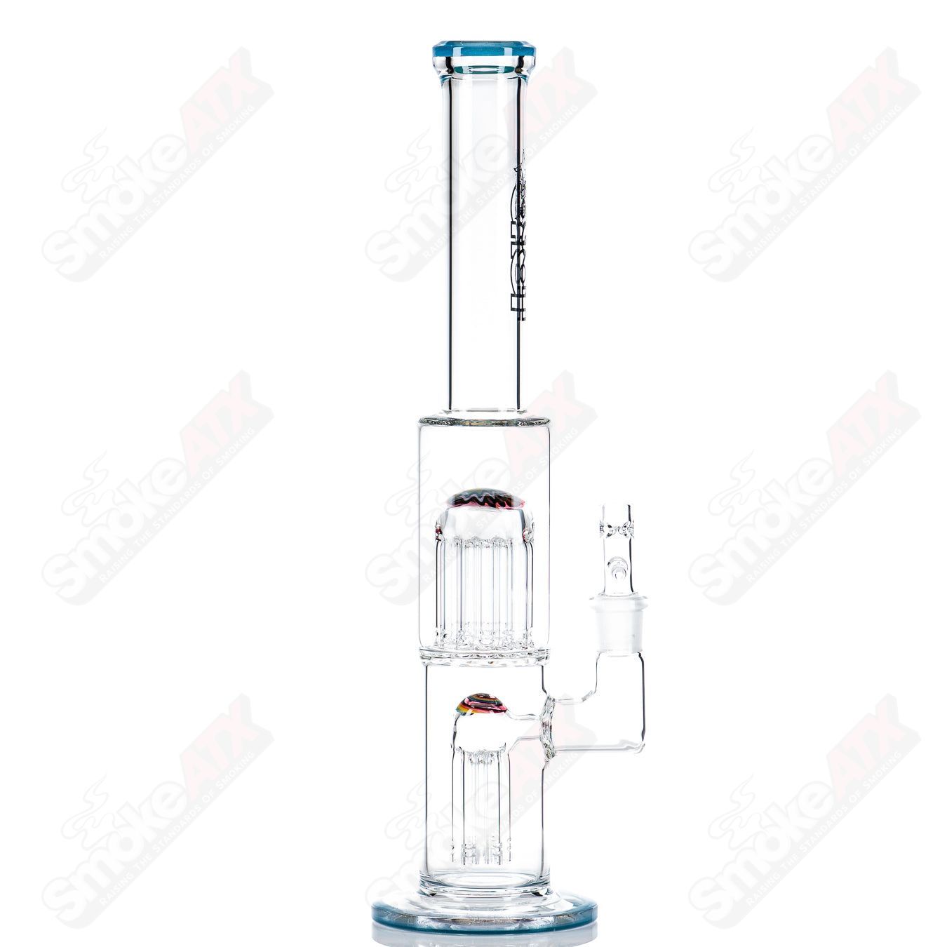 #1 18mm 7/13 Arm Perc w Worked Sections Toro Glass - Smoke ATX