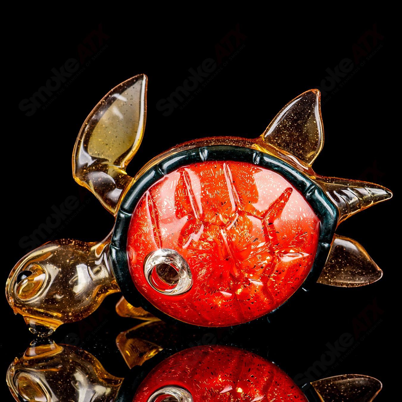 Orange Dichro Honu Sea Turle Rig Turtle Time Glass - Smoke ATX