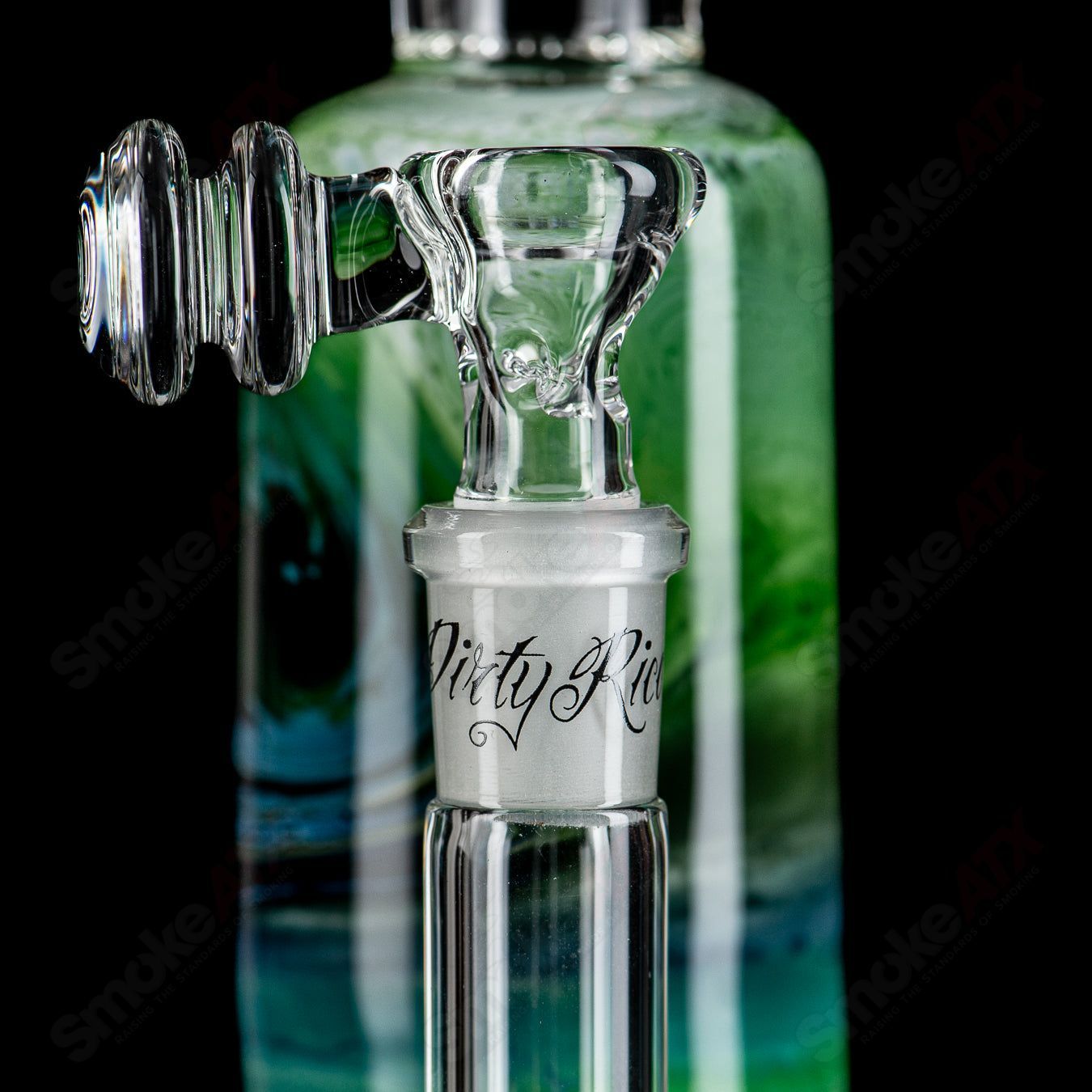 14" Green White Blue Fade Apolocoline Straight Tube w/14m Bowl by Dirty Rico Glass x Nobody Glass