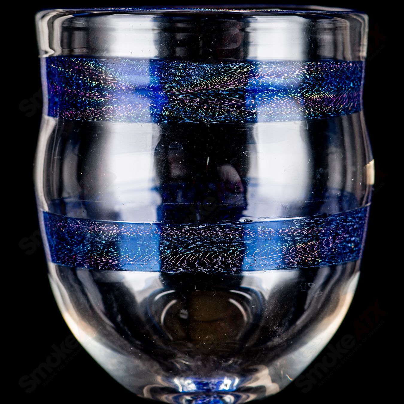 Footed Blue Dichro Spiral Stem Drinking Goblet JMass - Smoke ATX
