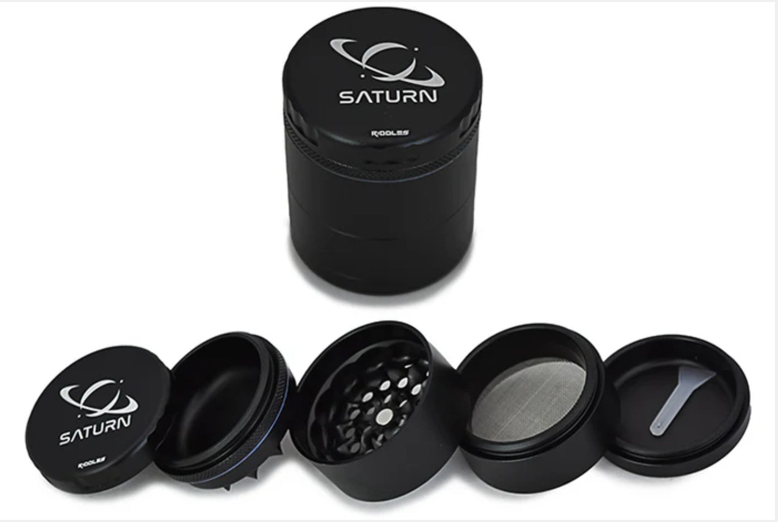 50mm 5pc Saturn Grinder Mill by Riddles - Smoke ATX 