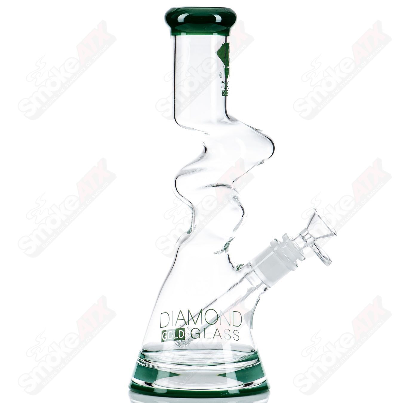 11" Twizted Z Beaker (Jade) Diamond Glass - Smoke ATX 