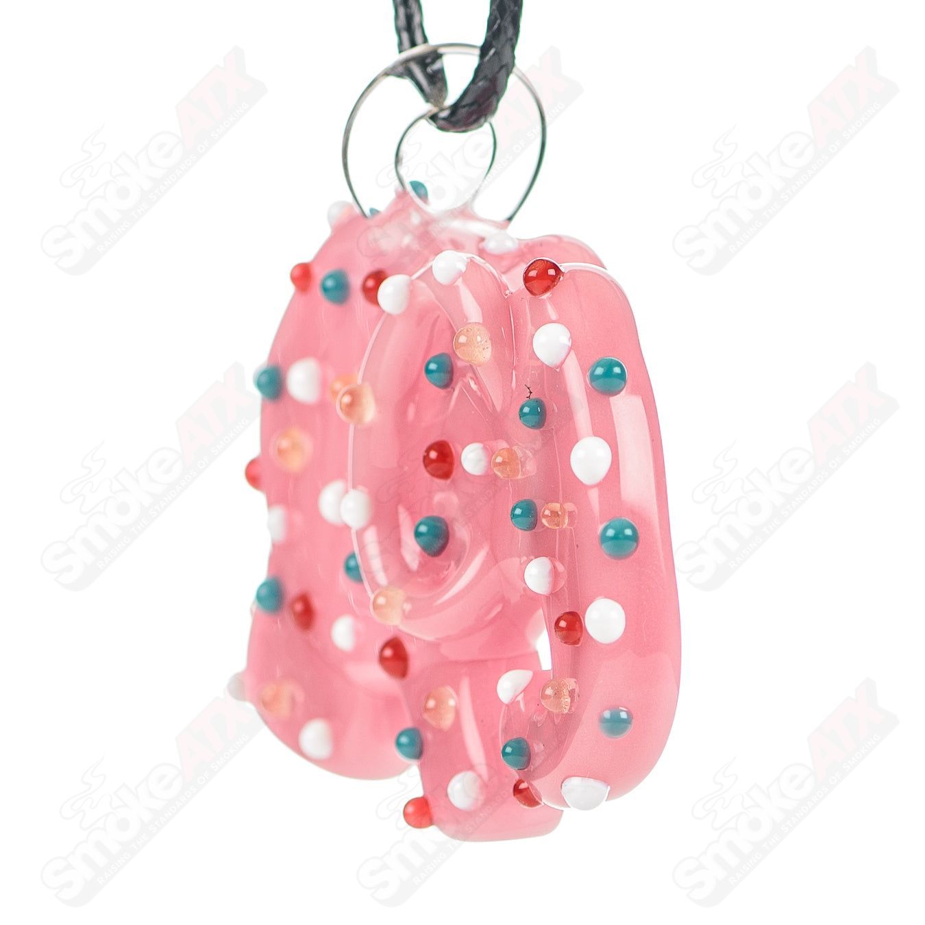 Large Pink Animal Cookie Pendant w UV Dots Renee Patula - Smoke ATX