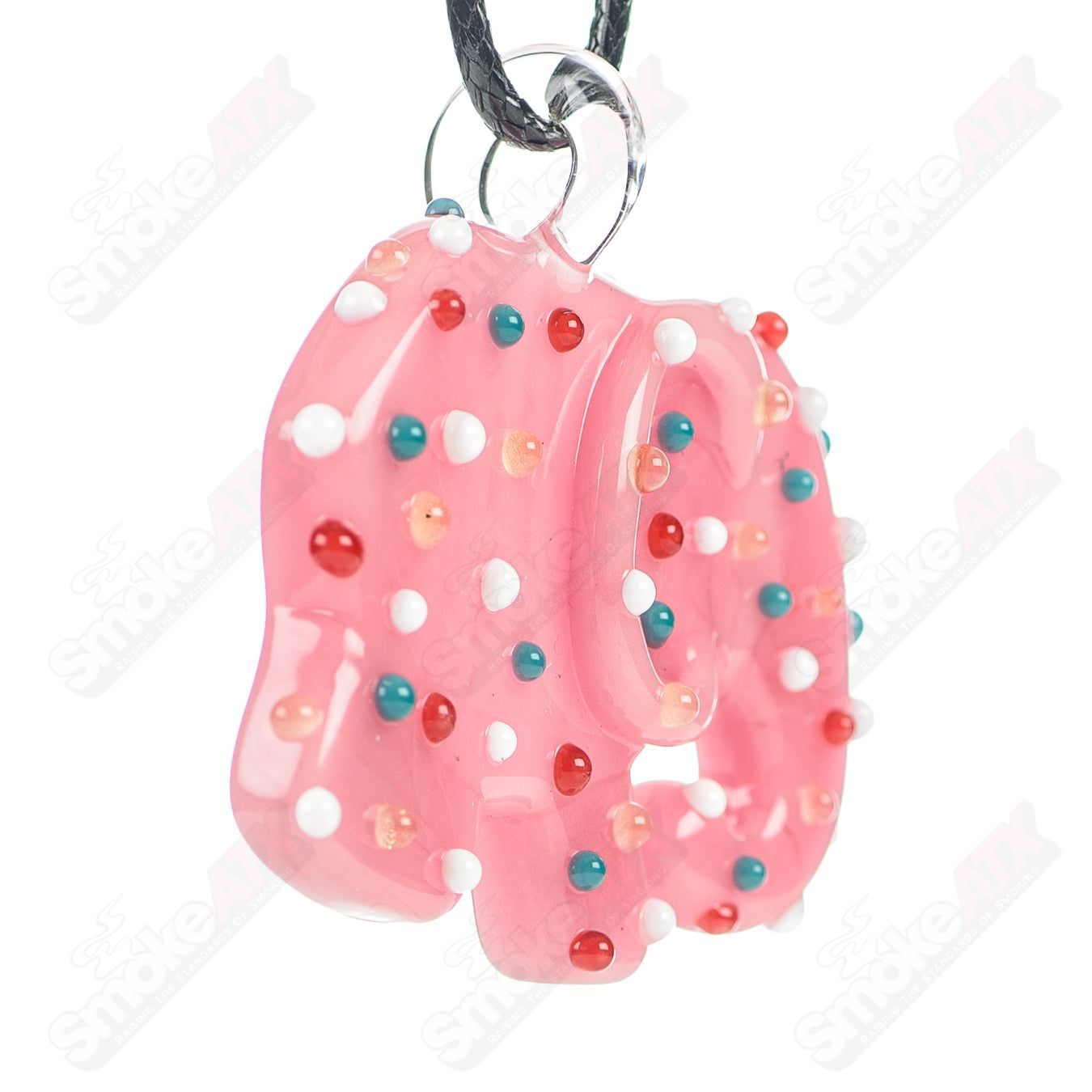 Large Pink Animal Cookie Pendant w UV Dots Renee Patula - Smoke ATX
