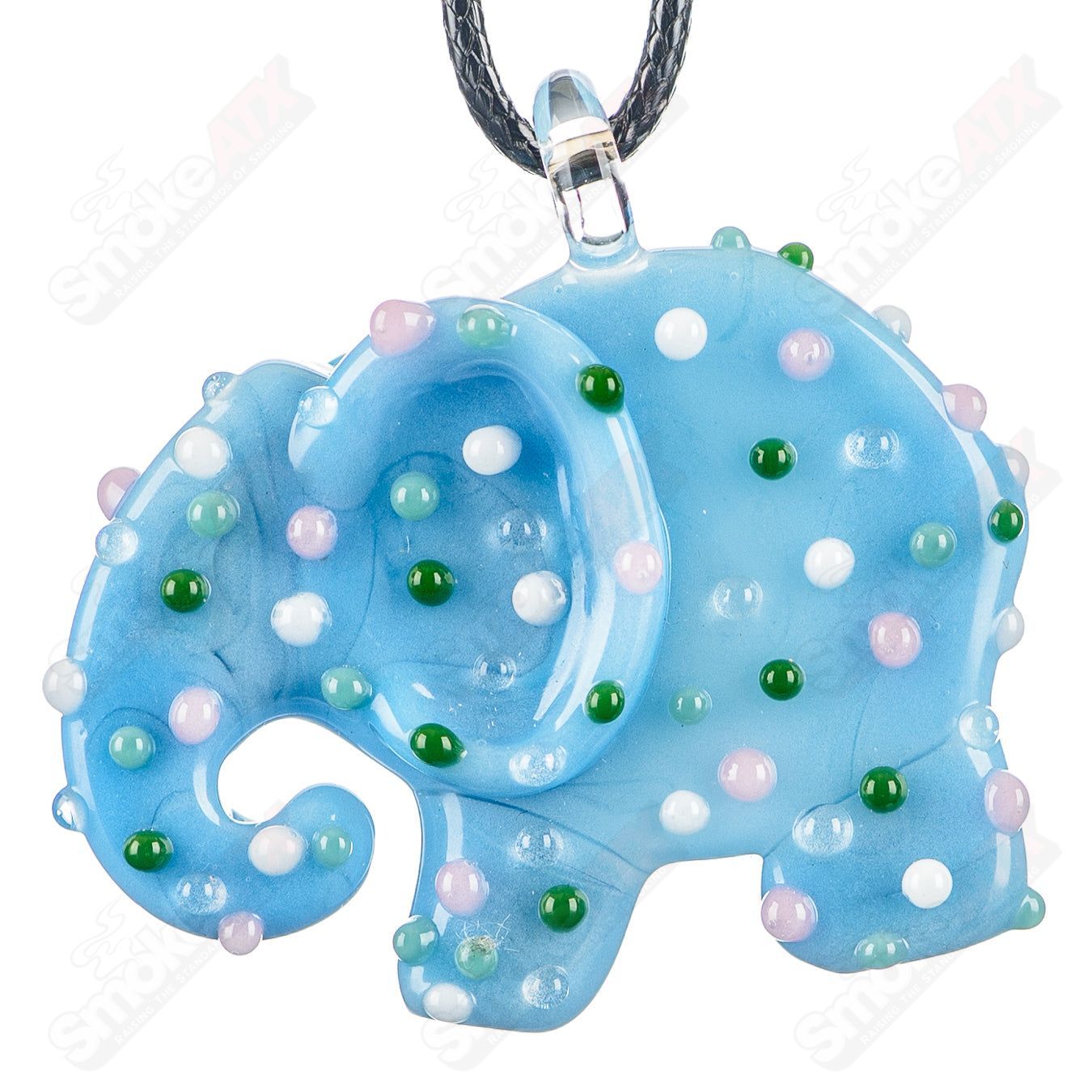 Large Robin Egg Blue Animal Cookie Pendant w UV Dots Renee Patula - Smoke ATX