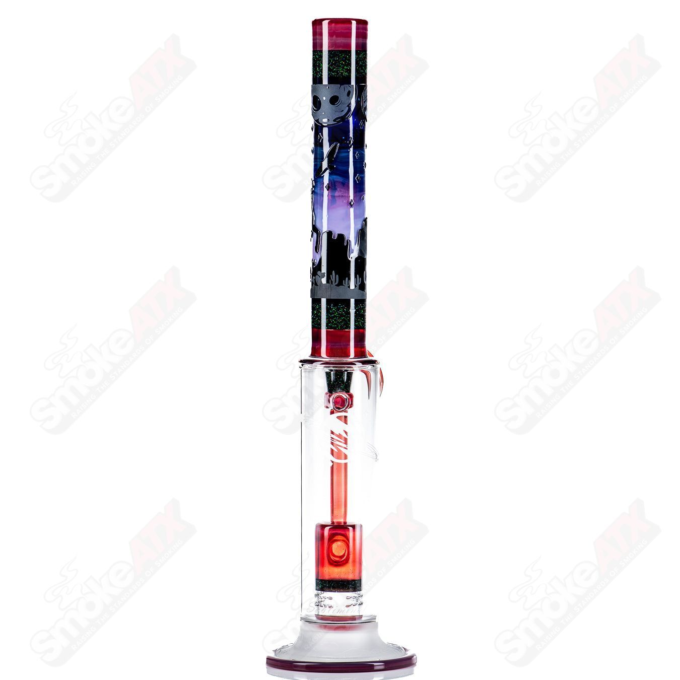 #2 Straight Tube w/ Gridded Percs by Subliminal Glass - Smoke ATX 