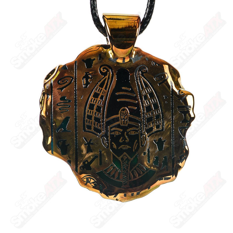 Golden Treasure Pendant (Pharoah) Green T Glass