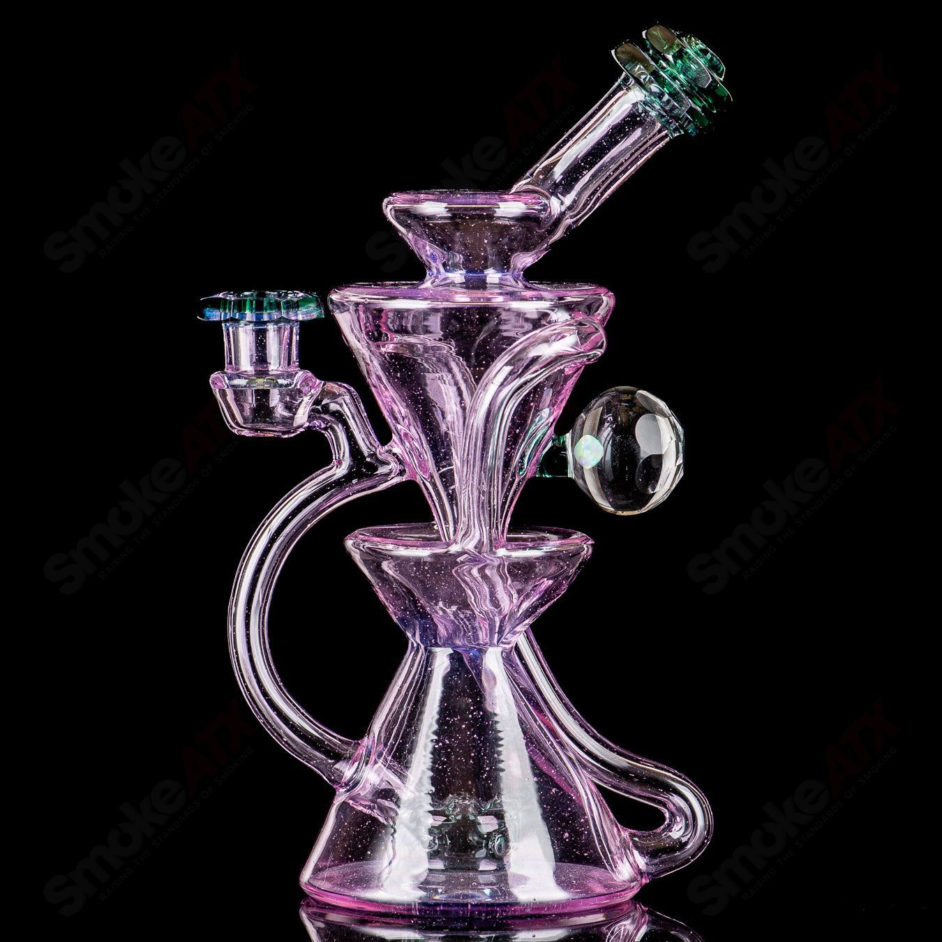 #3 Faceted Two & Through Full-Size Recycler w/ Opal by Captn Chronic - Smoke ATX