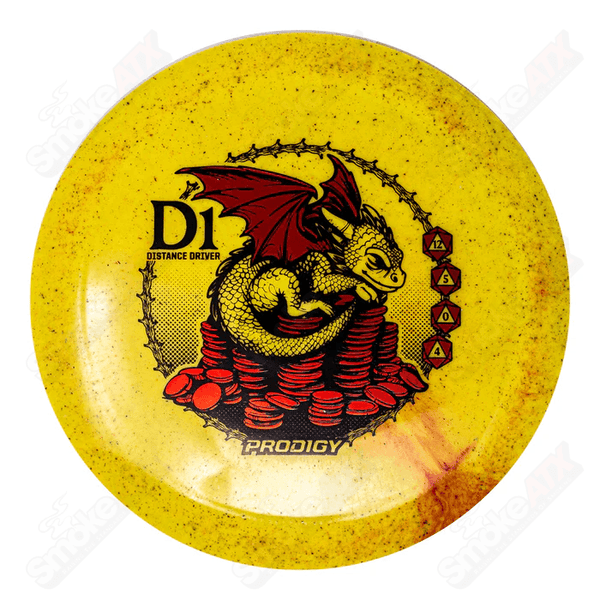 170-174g D1 Yellow Distance Driver Disc (Dragon's Hoard Stamp) - Reblend Plastic Prodigy Disc - Smoke ATX 