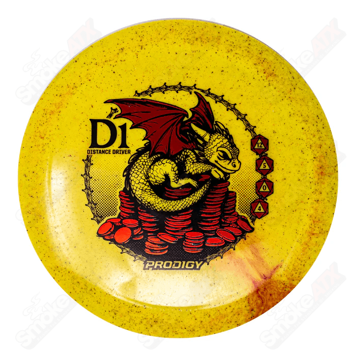 170-174g D1 Yellow Distance Driver Disc (Dragon's Hoard Stamp) - Reblend Plastic Prodigy Disc - Smoke ATX 
