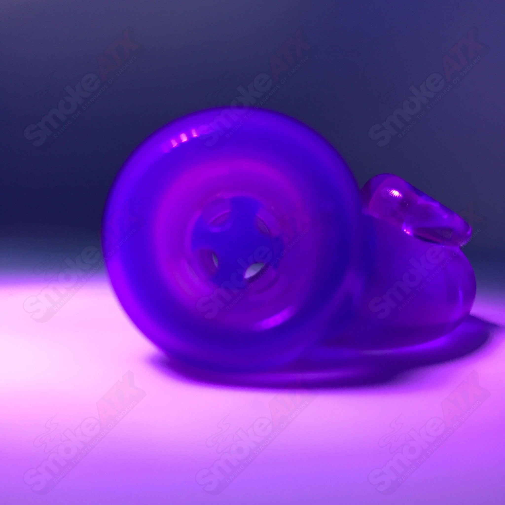 Light Cobalt Over Purple Satin UV Black T Glass 18mm Fully Worked Slide - Smoke ATX