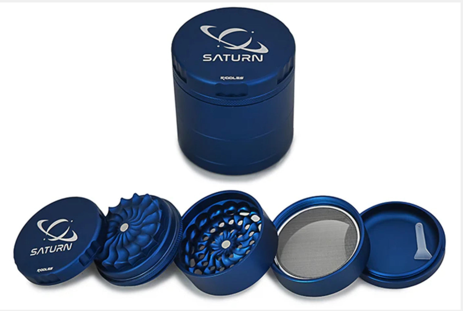 63mm 5pc Saturn Grinder Mill by Riddles - Smoke ATX 