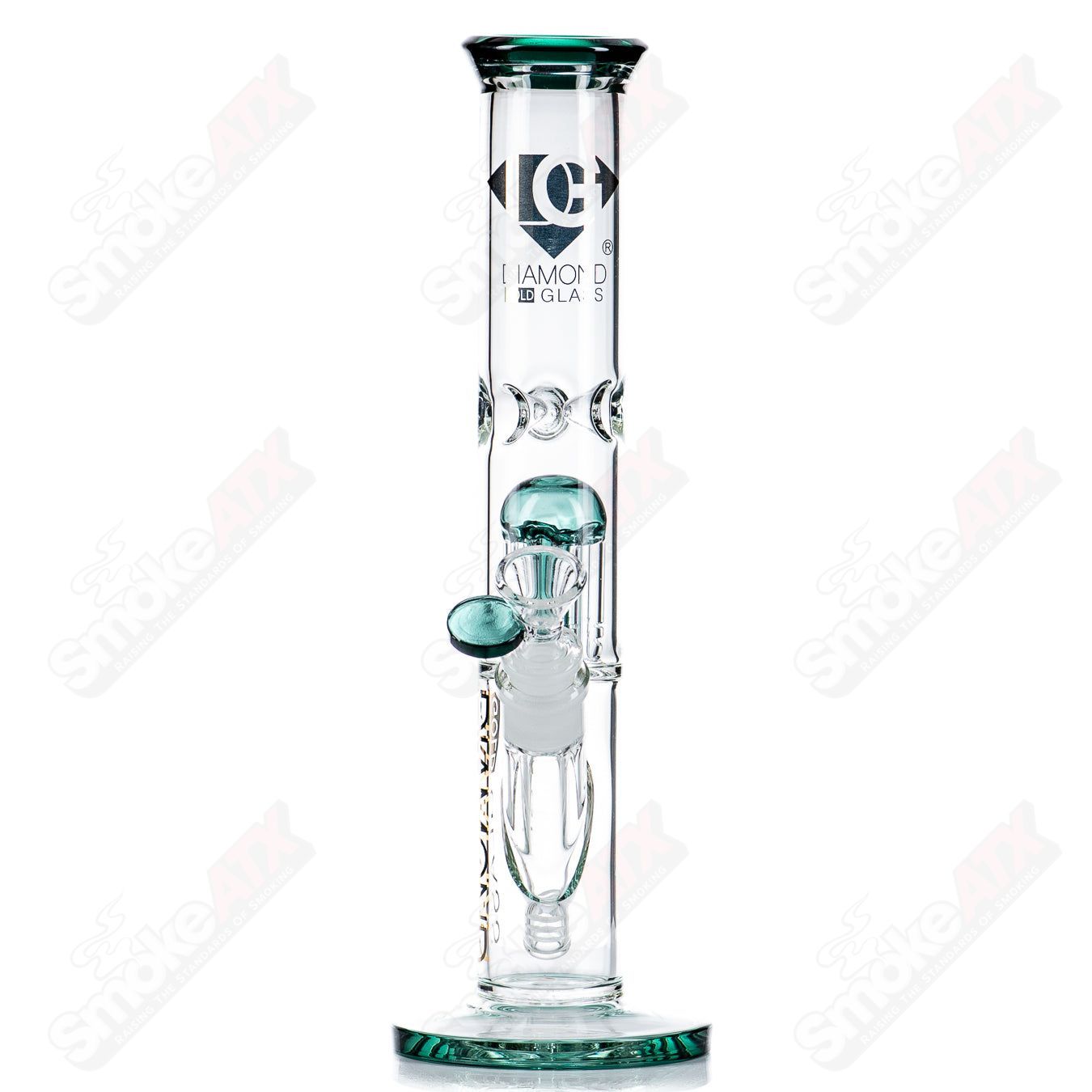 12" 6-Arm Straight Tube (Teal) Diamond Glass - Smoke ATX 