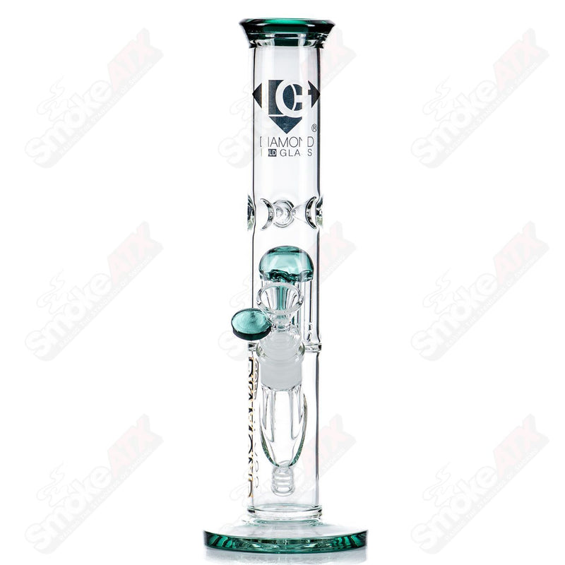 12" 6-Arm Straight Tube (Teal) Diamond Glass - Smoke ATX 