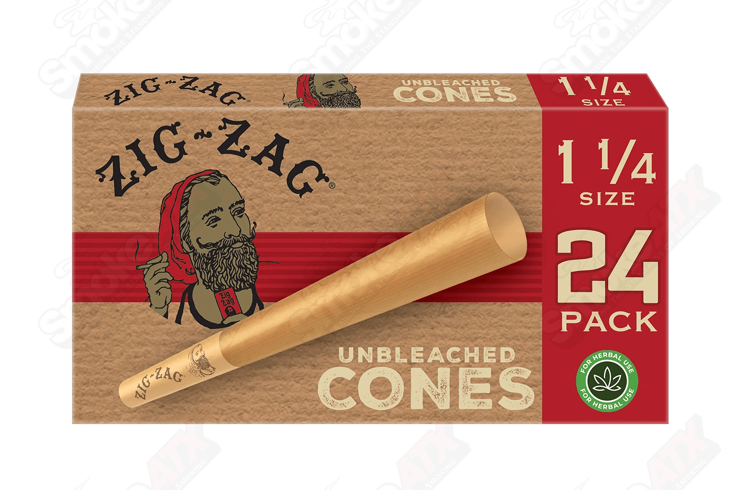 24pk 1 1/4 Unbleached Cones Zig Zag - Smoke ATX 