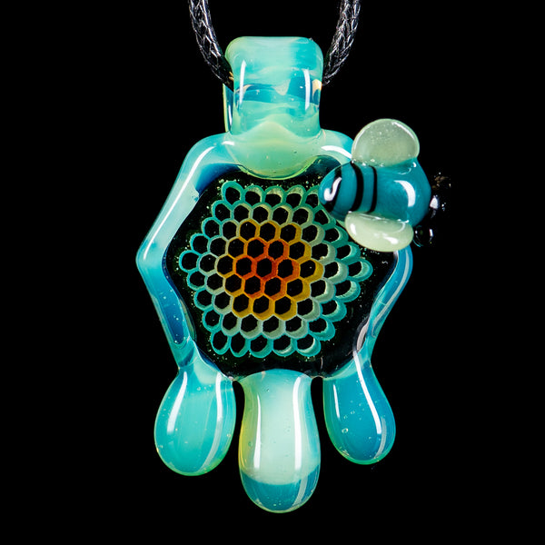 #1 Small Color Honeycomb Drip Pendant by Joe P Glass - Smoke ATX