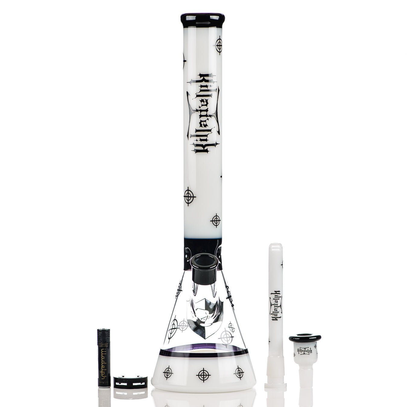 Medium White Scoped "Killadelph" Heavy Hitter Hybrid Beaker Illadelph - Smoke ATX