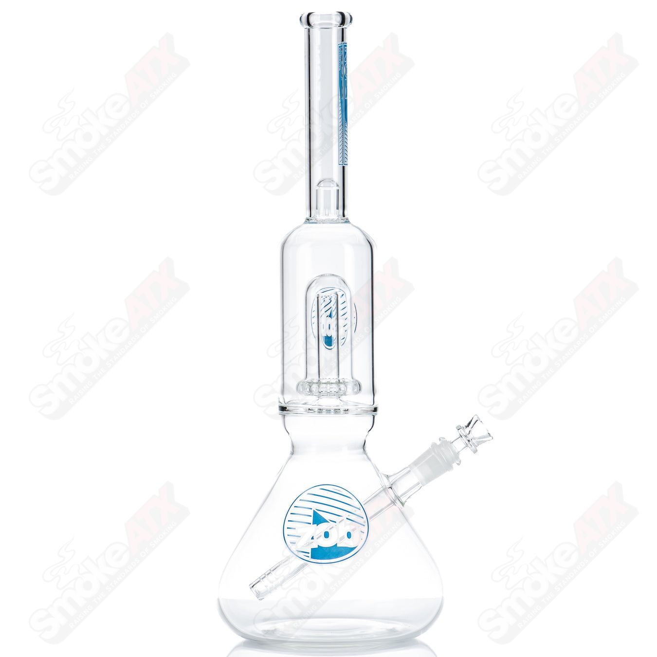 Mini Beaker W/ Large UFO Perc (Blue/White) ZOB - Smoke ATX