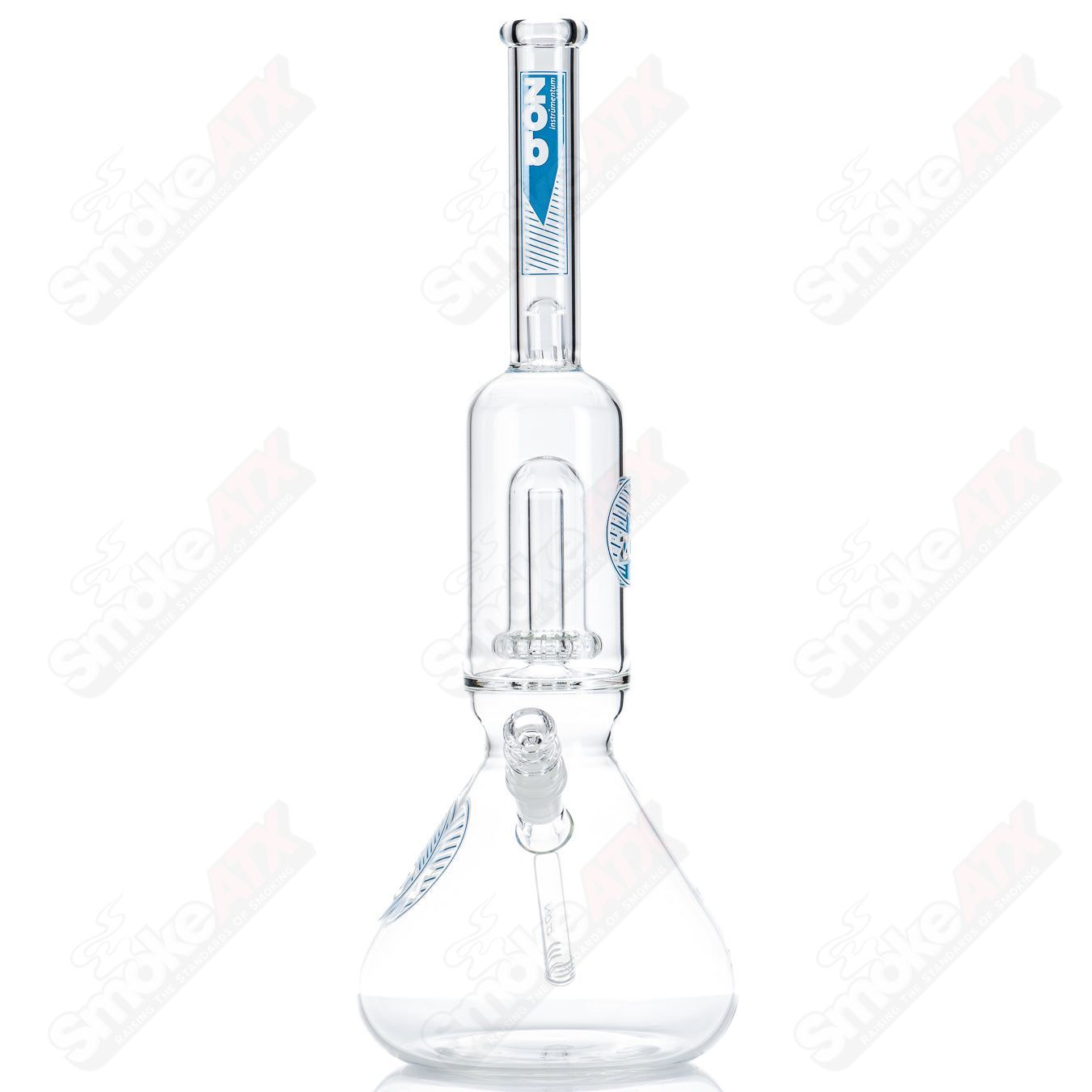 Mini Beaker W/ Large UFO Perc (Blue/White) ZOB - Smoke ATX
