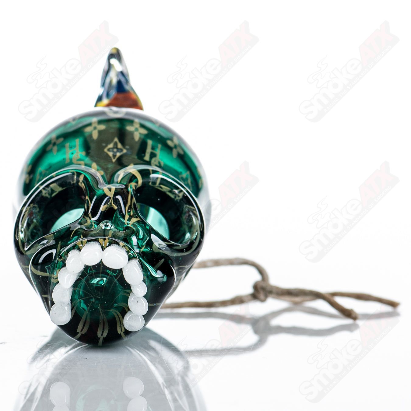 Mohawk Milli Skull Pendant w/ Print by CapnCrunk x Kinda Glass - Smoke ATX