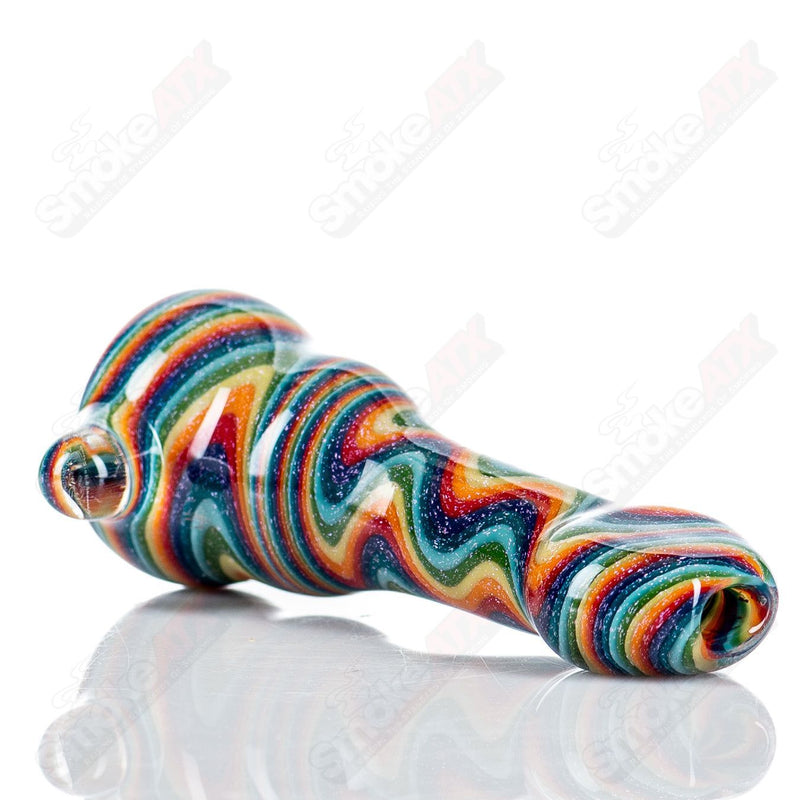 #2 Rainbow Dichro Line Work Chillum w/ Push bowl by Shane Smith