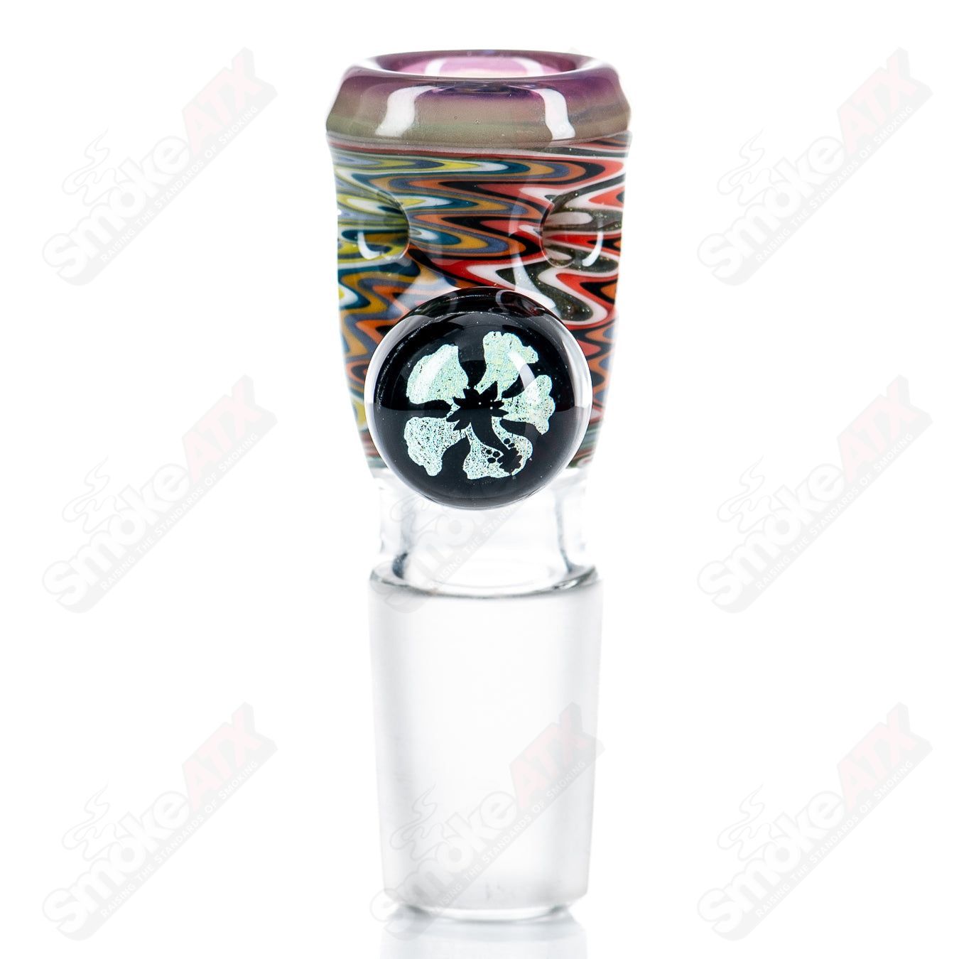 18mm Slide 5-Hole (Wig Wag w Dichro Flower Mib) by Black Tuna - Smoke ATX 