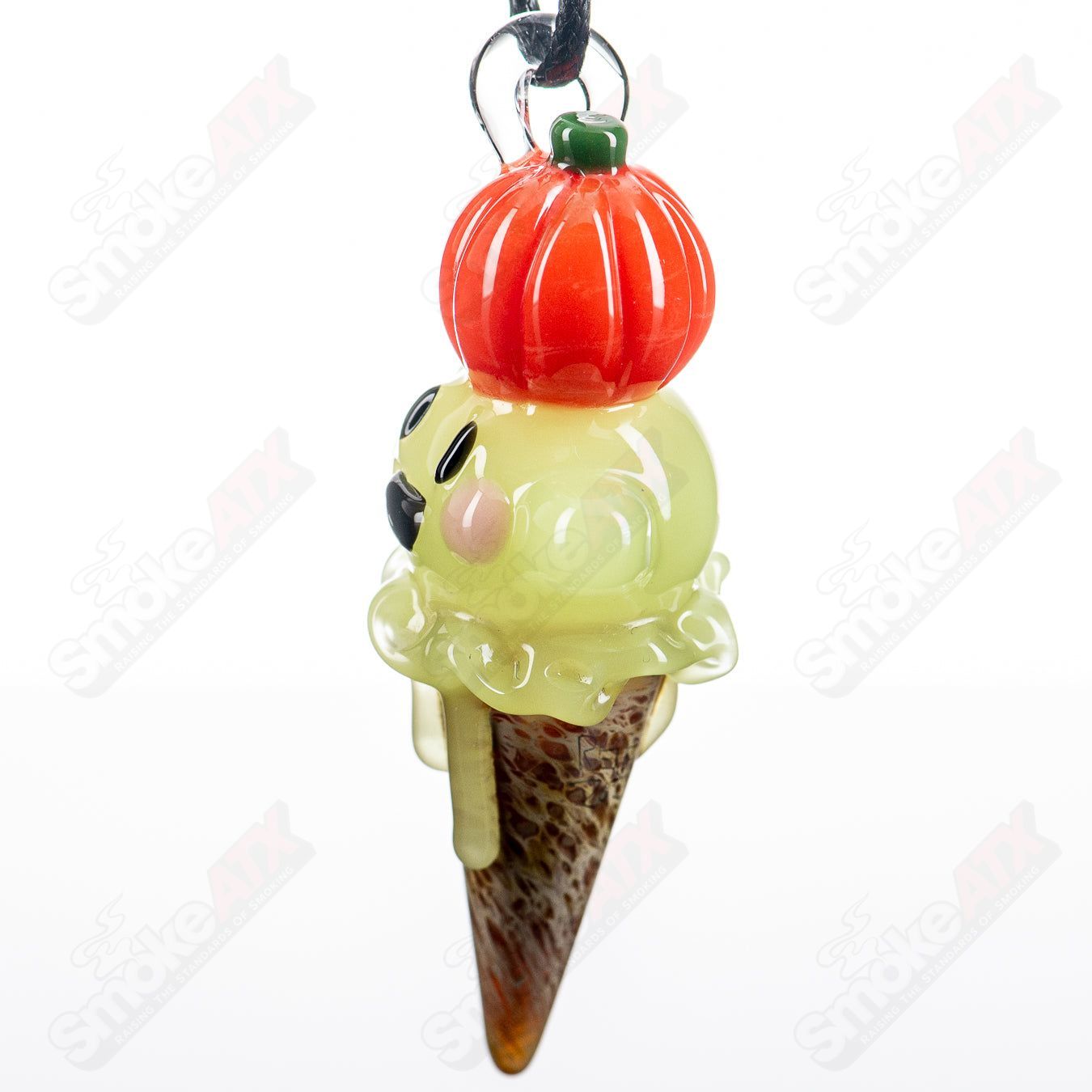 Green Ghost Ice Cream Pendant Sweetshop Glass by Renee Patula