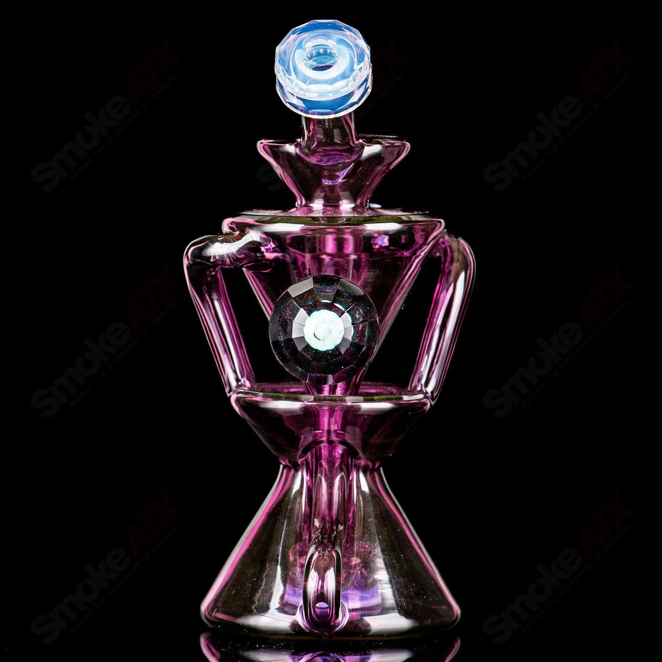 #2 Faceted Two & Through Full-Size Recycler w/ Opal by Captn Chronic - Smoke ATX