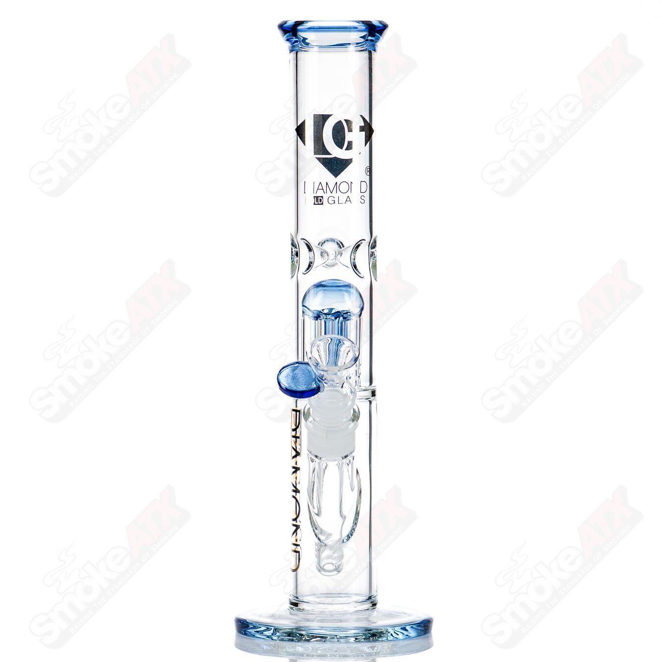 12" 6-Arm Straight Tube (Blue Violet) Diamond Glass - Smoke ATX 