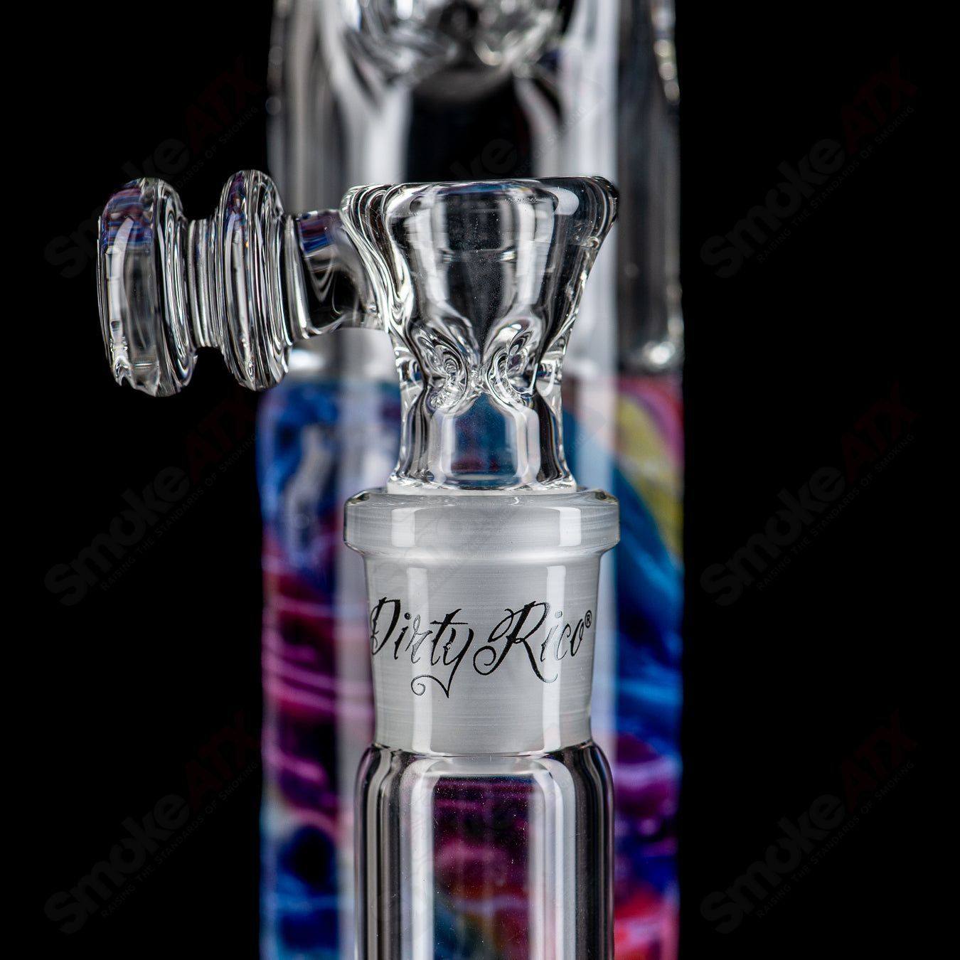 20" Rainbow  Fade Apolocoline Straight Tube w/14m Bowl by Dirty Rico Glass x Nobody Glass - Smoke ATX 