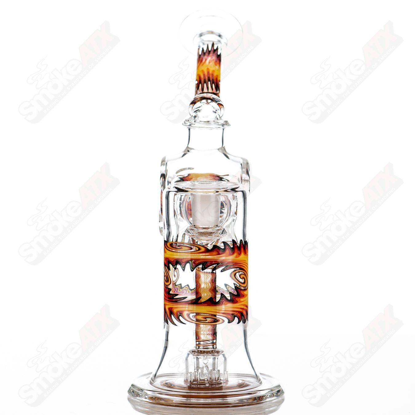 Fire Wig Wag  Dumper Recycler w Matching Spinner Cap by The Glass Carpenter - Smoke ATX