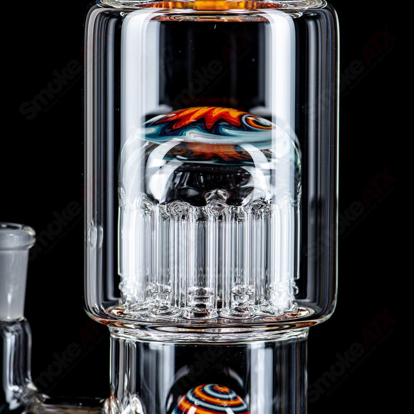 #1 14mm Circ to 13 Arm Perc w Reversal Sections by Toro Glass - Smoke ATX