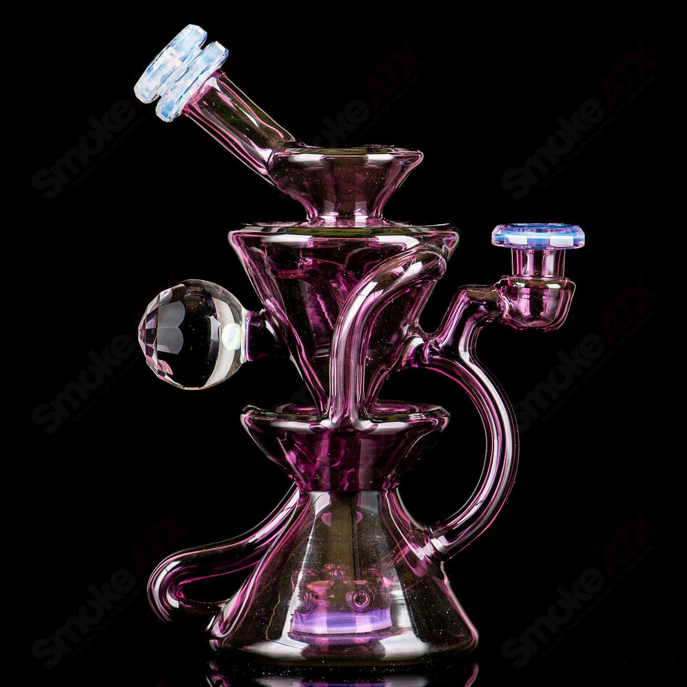 #2 Faceted Two & Through Full-Size Recycler w/ Opal by Captn Chronic - Smoke ATX