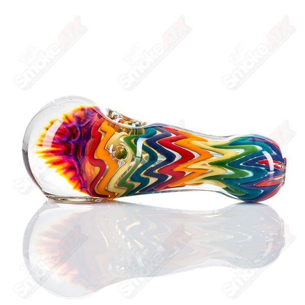 Rainbow Dichro Line Work Spoon W/ Honeycomb Cap by Shane Smith - Smoke ATX