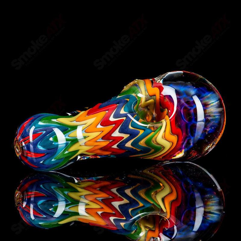 Rainbow Dichro Line Work Spoon W/ Honeycomb Cap by Shane Smith - Smoke ATX