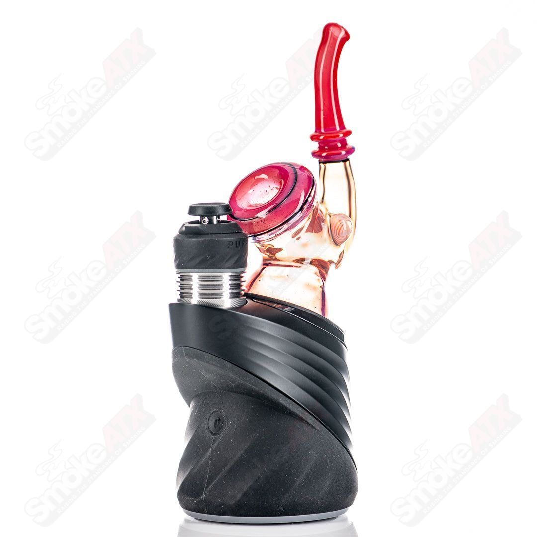 Pink Sherlock Puffco dry top made of glass by JMass, featuring intricate pink design and detailed craftsmanship.