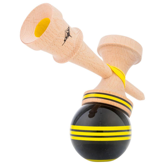 Black & Yellow Jet Shape Triple Stripe Kendama - Smoke ATX 
