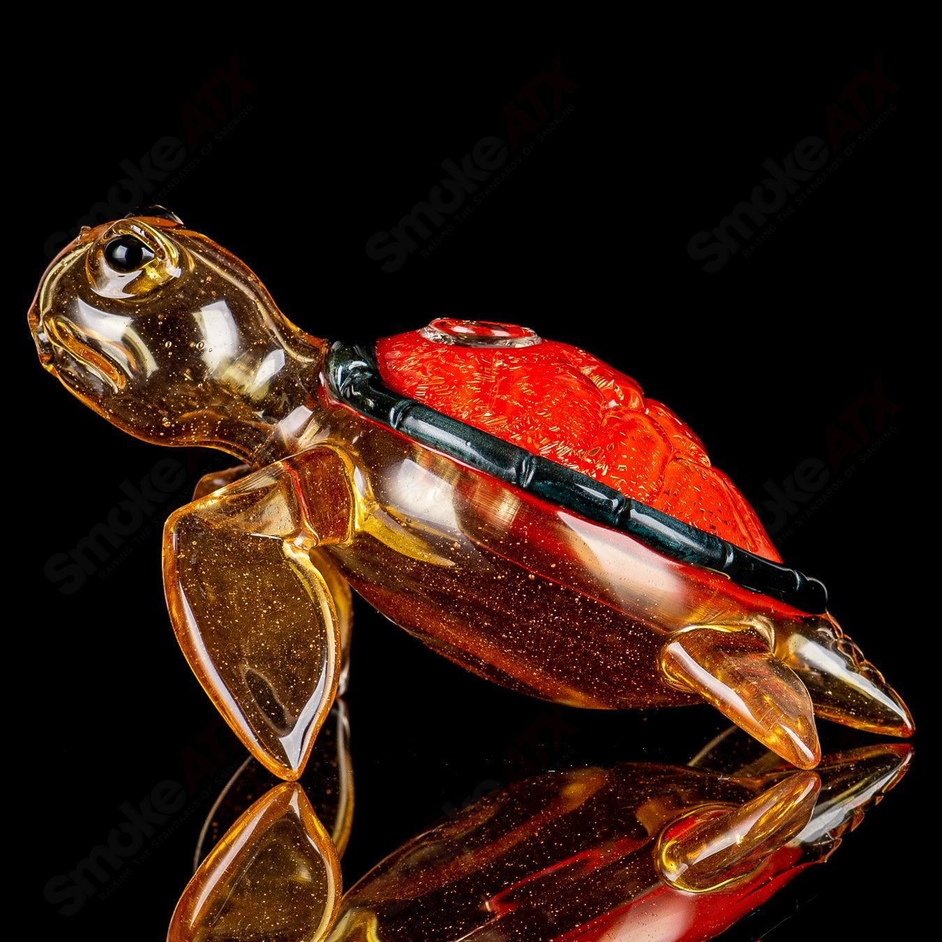 Orange Dichro Honu Sea Turle Rig Turtle Time Glass - Smoke ATX