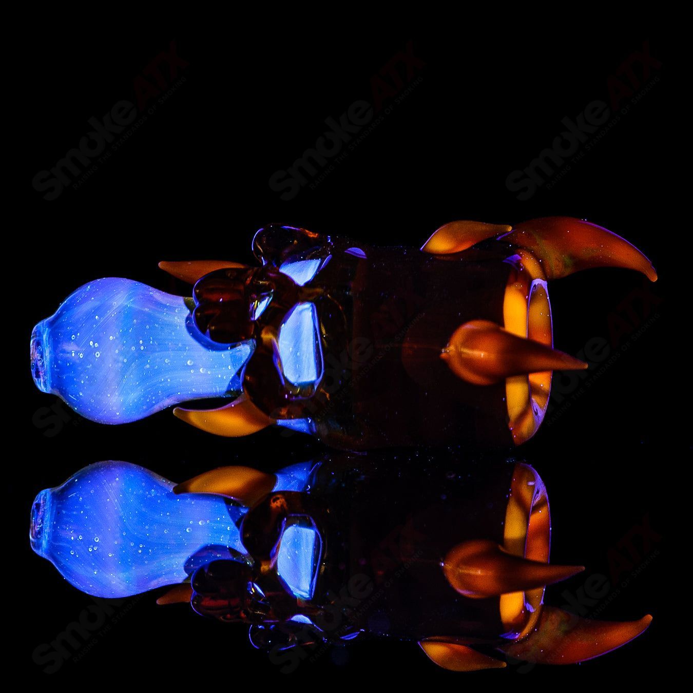 Orange Skull Hitter w UV Accents Ghost Glass - Smoke ATX